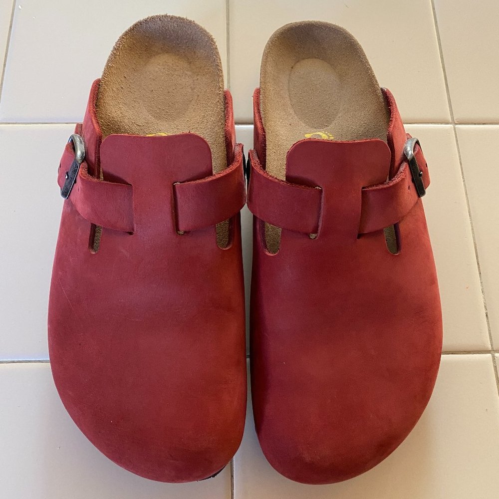 Birkenstock Boston Leather Clogs Cranberry